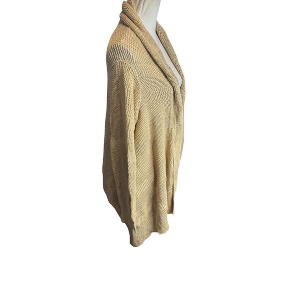 Lauren Ralph Lauren Metallic Gold Cardigan Sweater Linen Blnd Asymmetric Sz L XL - Picture 3 of 9